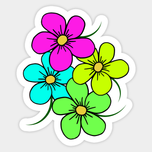 colorful blooming flower, flowery, floral pattern Sticker